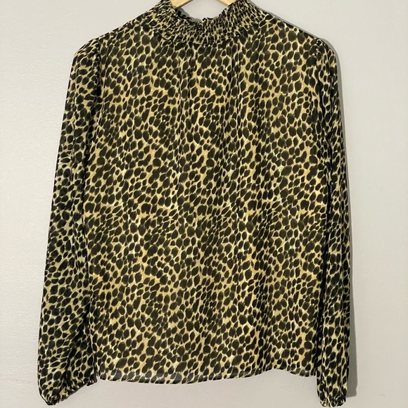 J CREW Mockneck Long Sleeve Leopard Print Blouse - Picture 3 of 4